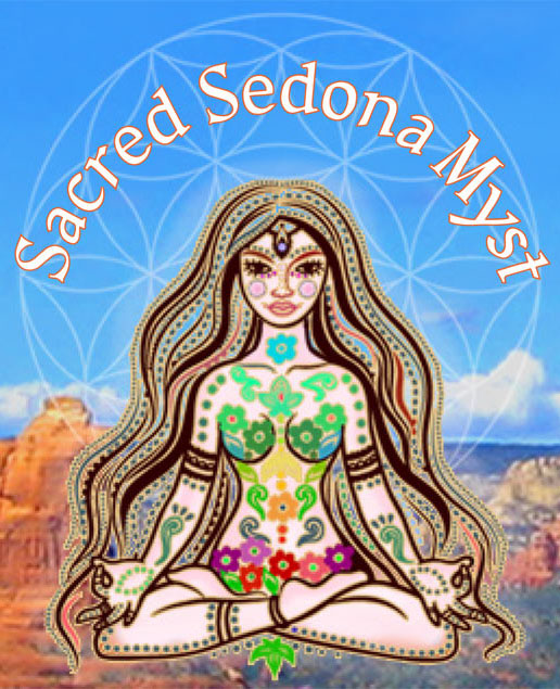 Natural cleansing spray bottle from Sedona Myst, showcasing its all-natural ingredients and inviting users to connect.